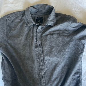 Mens Prana slim fit grey button short sleeve shirt